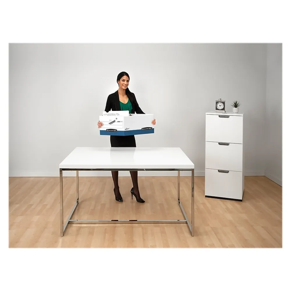 File Storage|Bankers Box® Bankers Box Presto Heavy-Duty Instant Assembly File Storage Boxes, Lift-Off Lid, Letter/Legal Size, 4/Pack (0063602)