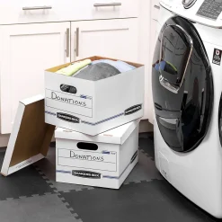 File Storage|Bankers Box® Bankers Box Stor/File 60% Recycled Corrugated File Box Lift Off Lid, Letter/Legal Size, White/Blue, 20/Pack (0070333)