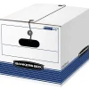 File Storage|Bankers Box® Bankers Box Stor/File Medium-Duty FastFold File Storage Boxes, String & Button, Letter/Legal Size, White/Blue, 12/Carton (00025)