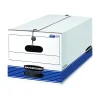 File Storage|Bankers Box® Bankers Box Stor/File Medium Duty 65% Recycled Corrugated File Box, Letter Size, White/Blue, 4/Carton (0070403)