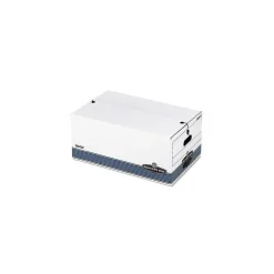 File Storage|Bankers Box® Bankers Box Stor/File Medium-Duty FastFold File Storage Boxes, String & Button, Legal Size, White/Blue, 4/Carton (0070503)