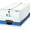 File Storage|Bankers Box® Bankers Box Stor/File Medium-Duty FastFold File Storage Boxes, String & Button, Legal Size, White/Blue, 12/Carton (00705)