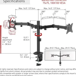 Outlet Barkan Adjustable Dual Arms, Up to 32