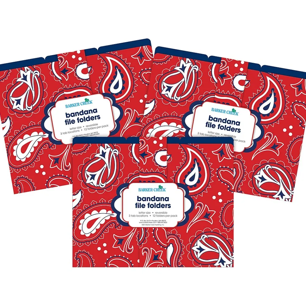 File Folders|Barker Creek Bandana Letter-Size File Folders, 36/Set (BC3916)