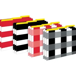 File Folders|Barker Creek Buffalo Plaid & Wide Stripes File Folder, 1/3-Cut Tab, Letter Size, Assorted, 107/Set (142)
