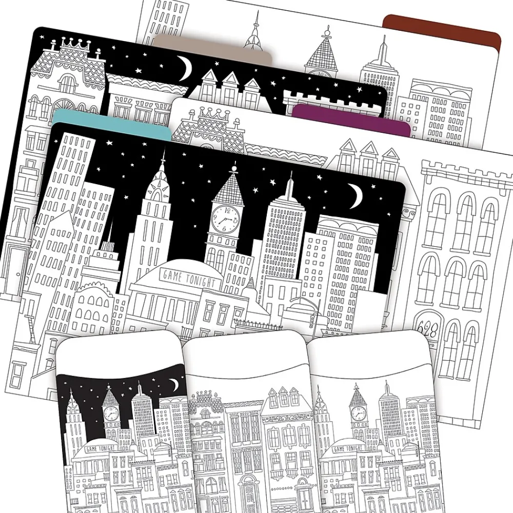 File Folders|Barker Creek Color Me! Folder & Pocket Set, 1/3-Cut Tab, Letter Size, Cityscapes, 42/Set (4414)
