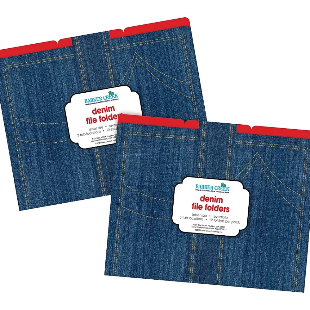 File Folders|Barker Creek Denim Letter-Size File Folders, 24/Set (BC3942)