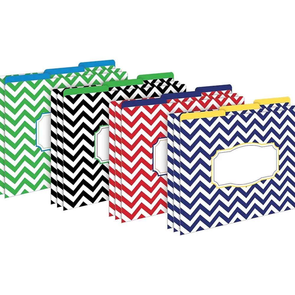 File Folders|Barker Creek File Folder Set, 1/3-Cut Tab, Letter Size, Nautical Chevron, 12/Pack (2007)