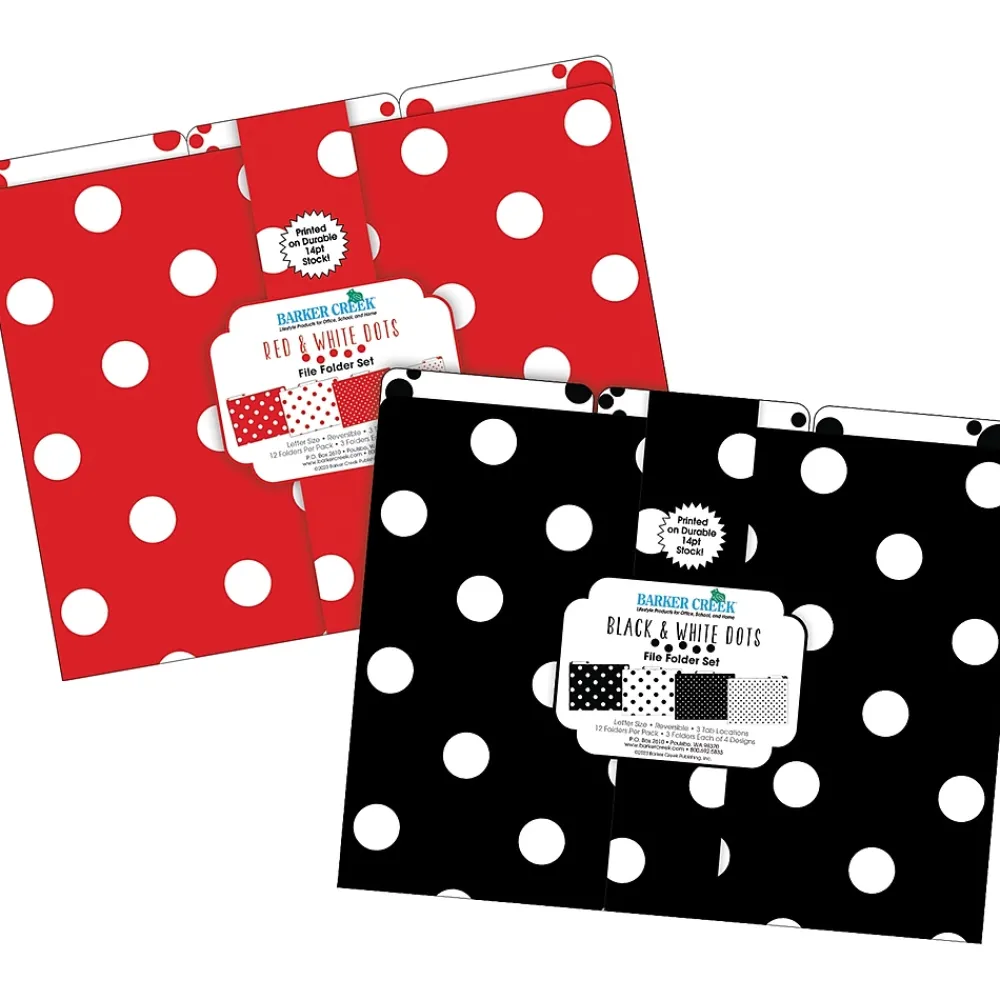File Folders|Barker Creek File Folder Set, 1/3-Cut Tab, Letter Size, Dots, 24/Set (4424)