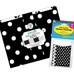 File Folders|Barker Creek Folder & Pocket Set, 1/3-Cut Tab, Letter Size, Black & White Dots, 42/Set (4417)