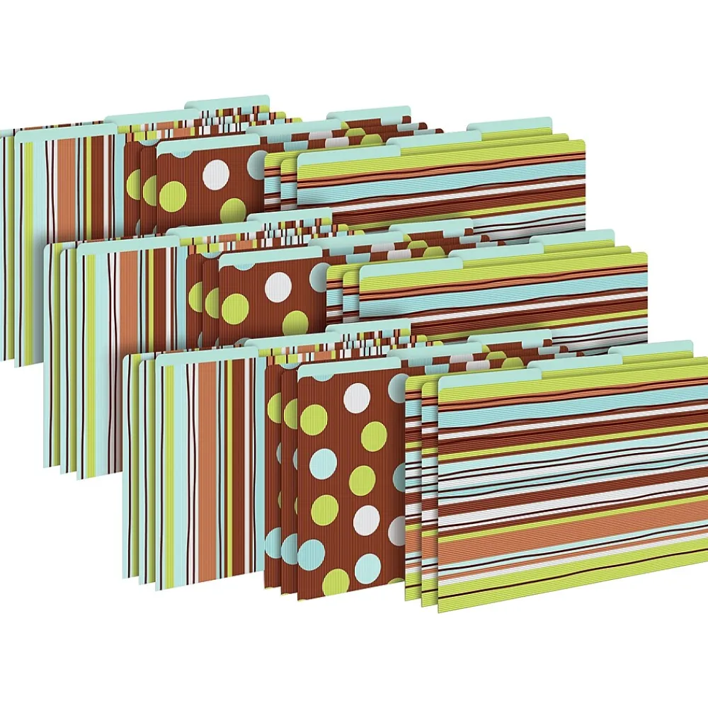File Folders|Barker Creek Ribbon by the Yard Legal-Size File Folders, Multi-Design Set, 27/Set (BC3904)