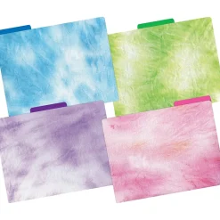File Folders|Barker Creek Tie-Dye and Ombré File Folders, 3-Tab, Letter Size, Assorted, 12/Pack (1346)