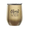 Cheers! Cheers to You Wine Tumbler, Gold Metallic, 12 oz., 10/Pack (79956A)<Baudville Online