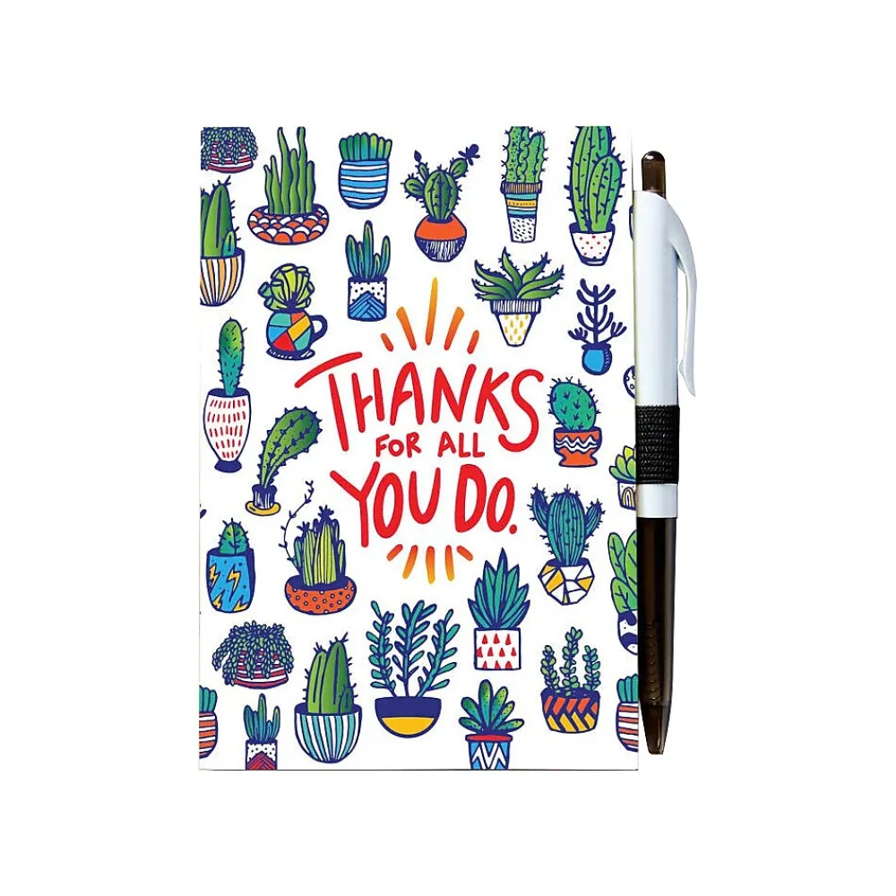 Journals|Baudville Colorific Value Thanks for All You Do Journal with Pen, 4" x 6", Ruled, Multicolor, 5/Pack (70888P5)