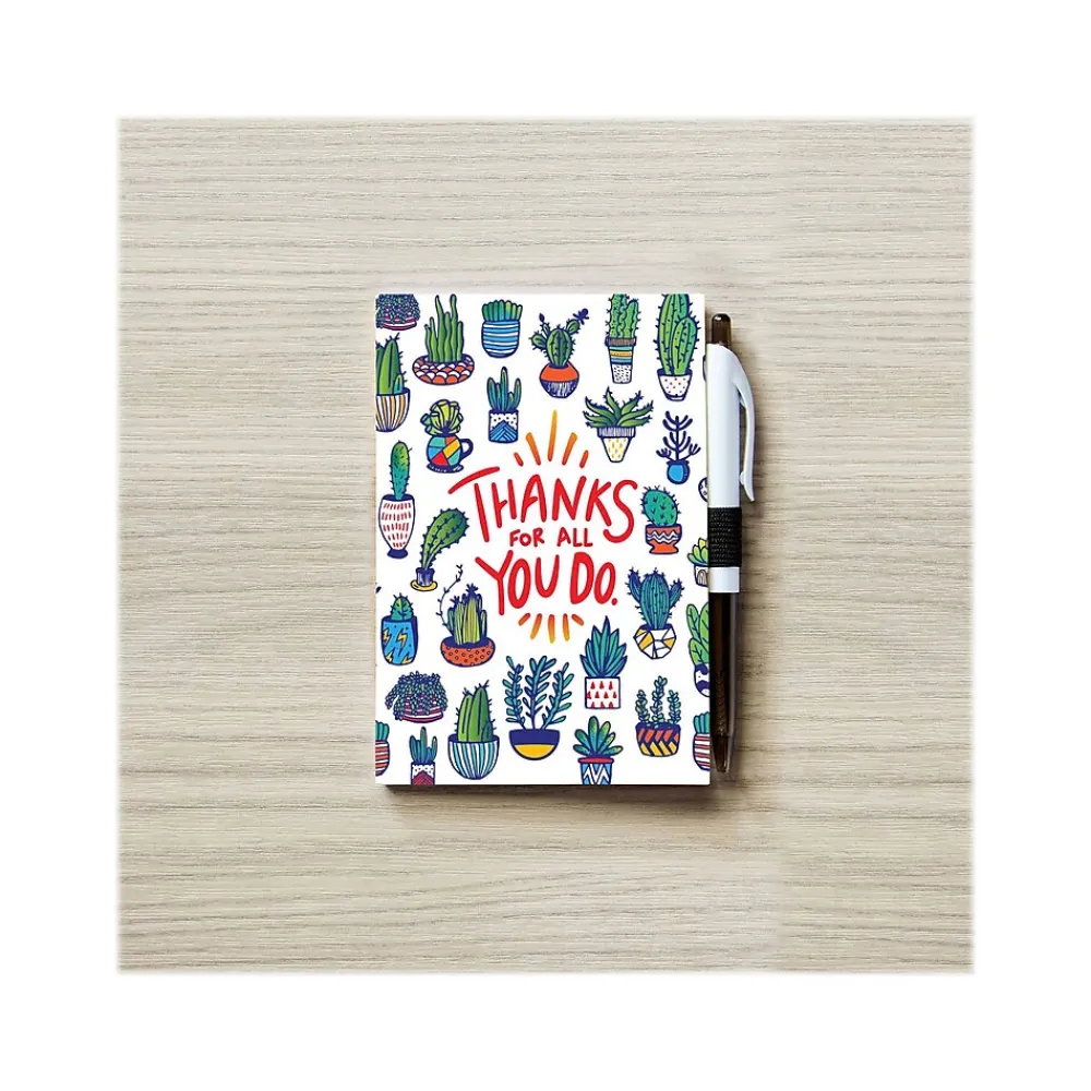 Journals|Baudville Colorific Value Thanks for All You Do Journal with Pen, 4" x 6", Ruled, Multicolor, 5/Pack (70888P5)