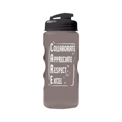 Baudville Quick Grip "C.A.R.E" Plastic Water Bottle, 22 oz., Black, 3/Pack (1393275P331)