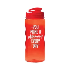 Baudville Quick Grip "Difference Everyday" Plastic Water Bottle, 22 oz., Red, 3/Pack (1393277P331)