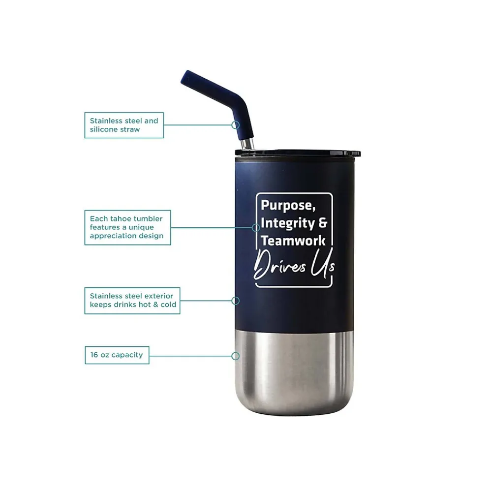 Tahoe Drives Us Travel Tumbler, Navy/Stainless Steel, 16 oz. (93146)<Baudville Sale