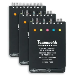 Journals|Baudville Teamwork Pocket Journal, 3" x 4", Narrow Ruled, 80 Pages, 3/Pack (1399868P331)
