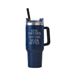Baudville Thirst Quencher Stay Focused, Don't Quit Tumbler, Dark Blue, 40 Oz. (93446)