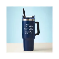 Baudville Thirst Quencher Stay Focused, Don't Quit Tumbler, Dark Blue, 40 Oz. (93446)