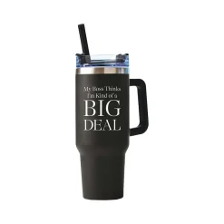 Baudville Thirst Quencher Big Deal Tumbler, Black, 40 Oz. (93443)
