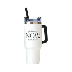 Baudville Thirst Quencher NOW Tumbler, White, 40 Oz. (93444)