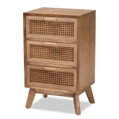 Storage Cabinets*Baxton Studio Baden 26" High 3-Drawer Nightstand, Natural Brown and Walnut Brown (201-12259-HiT)