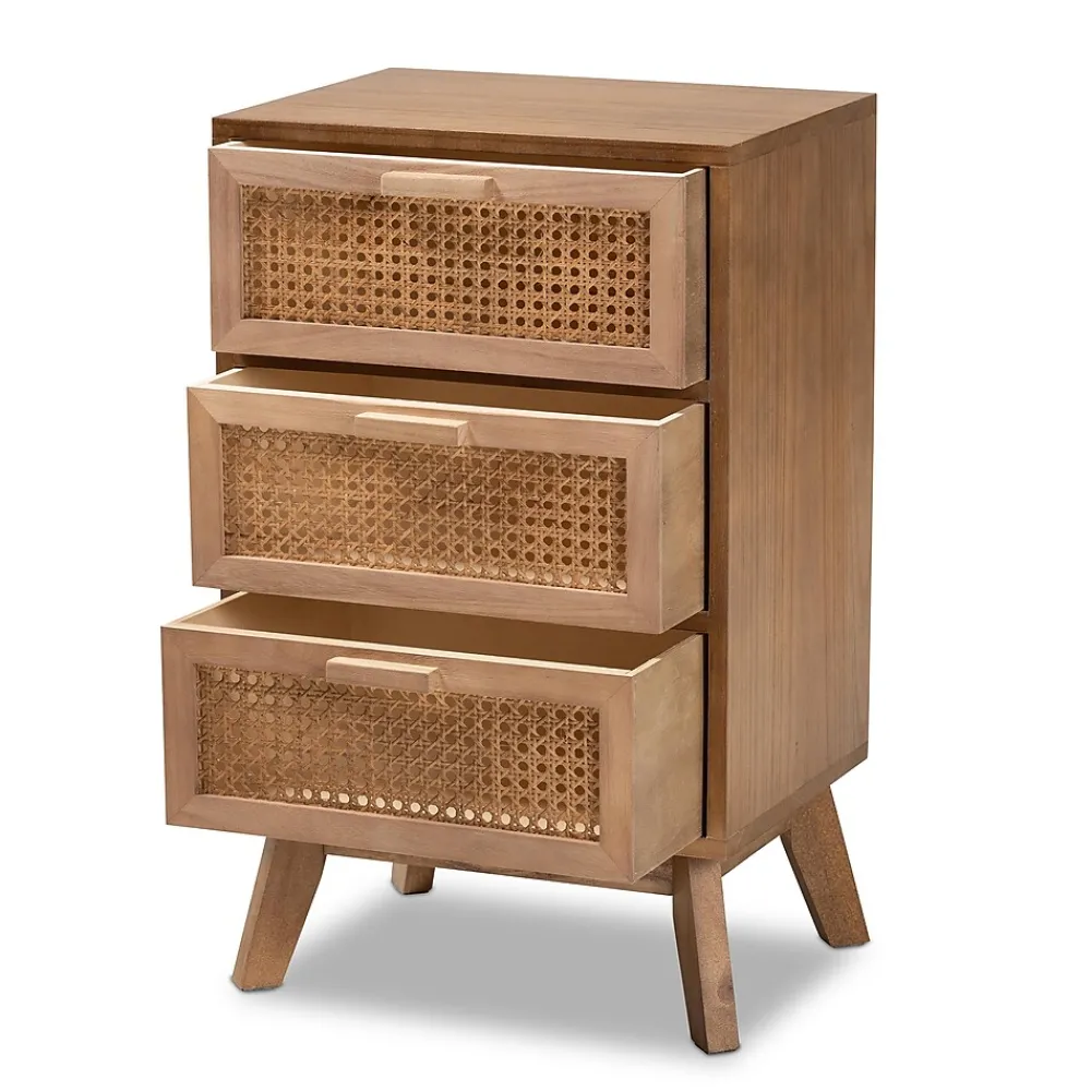 Storage Cabinets*Baxton Studio Baden 26" High 3-Drawer Nightstand, Natural Brown and Walnut Brown (201-12259-HiT)