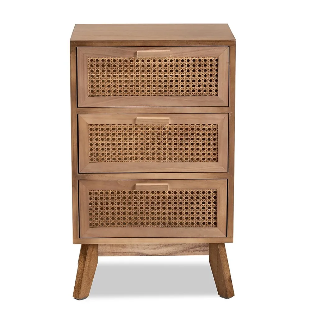 Storage Cabinets*Baxton Studio Baden 26" High 3-Drawer Nightstand, Natural Brown and Walnut Brown (201-12259-HiT)