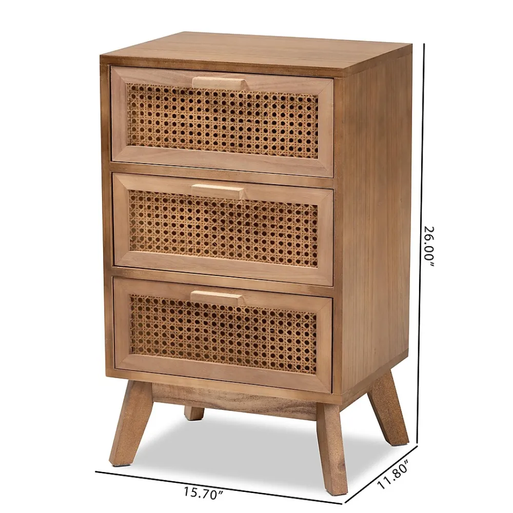 Storage Cabinets*Baxton Studio Baden 26" High 3-Drawer Nightstand, Natural Brown and Walnut Brown (201-12259-HiT)