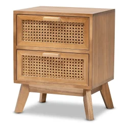 Storage Cabinets*Baxton Studio Baden 19.7" High 2-Drawer Nightstand, Natural Brown and Walnut Brown (201-12260-HiT)