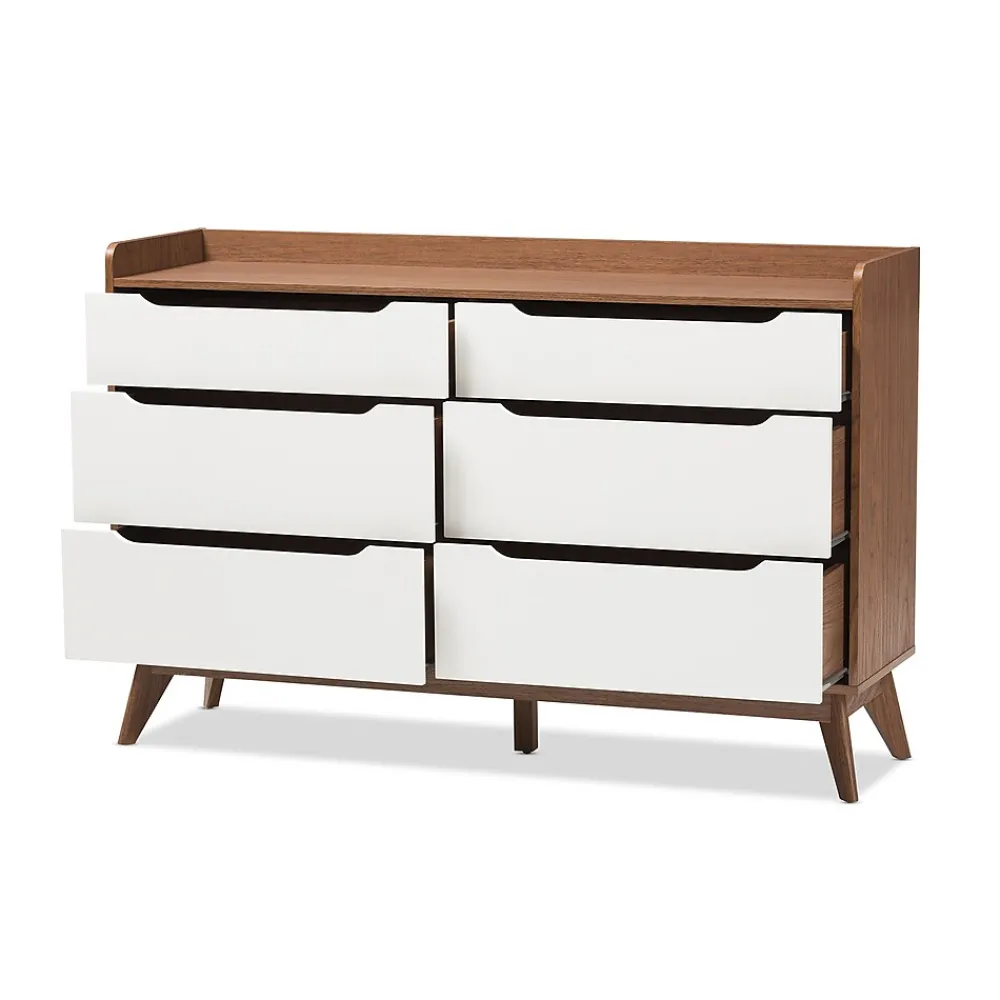 Storage Cabinets*Baxton Studio Brighton 37" High 6-Drawer Chest, White (2633-7496-STPL)