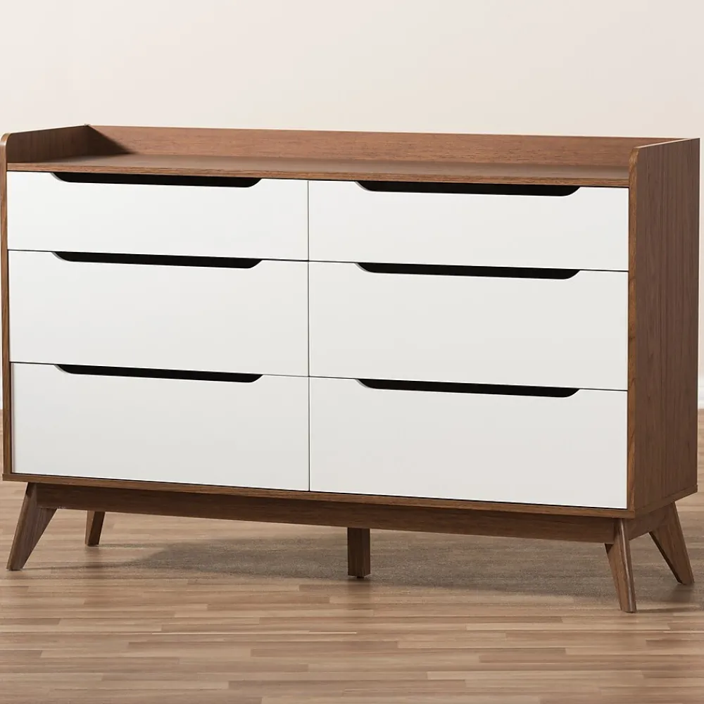 Storage Cabinets*Baxton Studio Brighton 37" High 6-Drawer Chest, White (2633-7496-STPL)