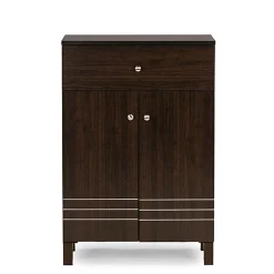 Storage Cabinets*Baxton Studio Felda 35" High Wood Shoe Cabinet with Three Shelves, Dark Brown (2633-6497-STPL)