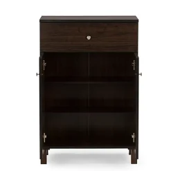 Storage Cabinets*Baxton Studio Felda 35" High Wood Shoe Cabinet with Three Shelves, Dark Brown (2633-6497-STPL)