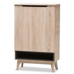 Storage Cabinets*Baxton Studio Fella 46" High Shoe Cabinet, Light Brown (2633-7705-STPL)