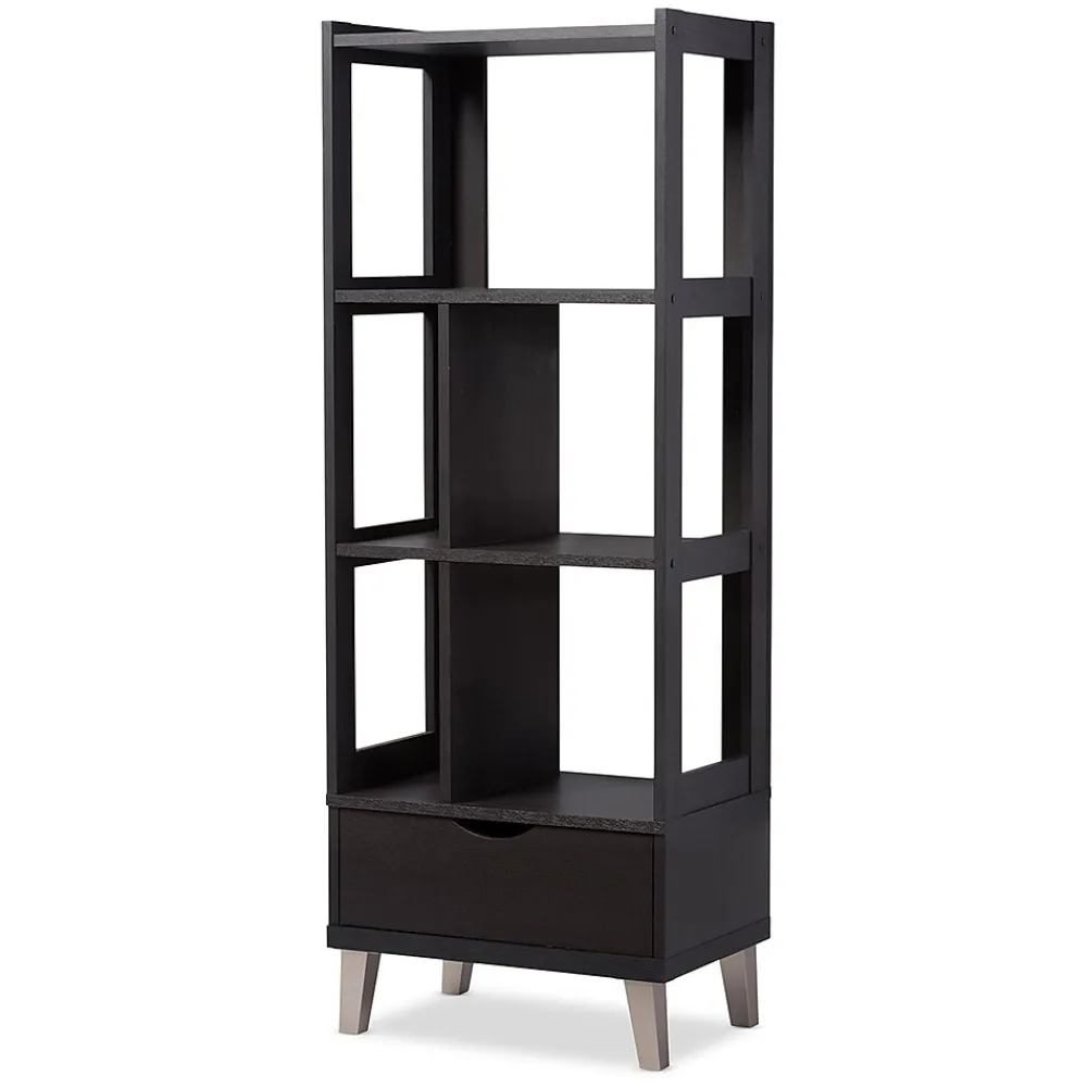 Bookcases*Baxton Studio Kalien 23.01'' W x 15.21'' D Bookshelf, Dark Brown (6465-STPL)