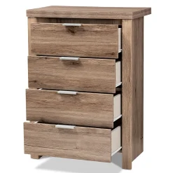 Storage Cabinets*Baxton Studio Laverne 38.19" High 4-Drawer Chest, Oak Brown (146-8296-HiT)