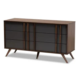 Storage Cabinets*Baxton Studio Naoki 25.6" High 6-Drawer Dresser, Grey and Walnut (168-10930-HiT)