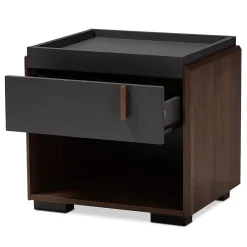 Storage Cabinets*Baxton Studio Rikke 17.8" High 1-Shelf Nightstand, Gray and Walnut (152-9147-HiT)
