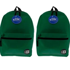 Basic Backpack, 16", Green, Pack of 2 (BAZ1033-2)<Bazic Hot
