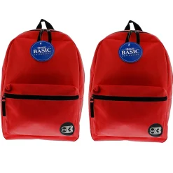 Basic Backpack, 16", Red, Pack of 2 (BAZ1032-2)<Bazic Discount