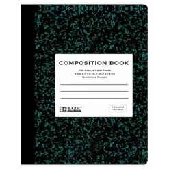Composition Notebooks|Bazic 1-Subject Composition Notebooks, Quad-Ruled, 100 Sheets, Multicolor, 6/Bundle (BAZ5052-6)