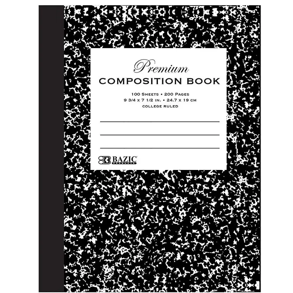 Composition Notebooks|Bazic 1-Subject Composition Notebooks, College Ruled, 100 Sheets, Multicolor, 6/Bundle (BAZ5091-6)