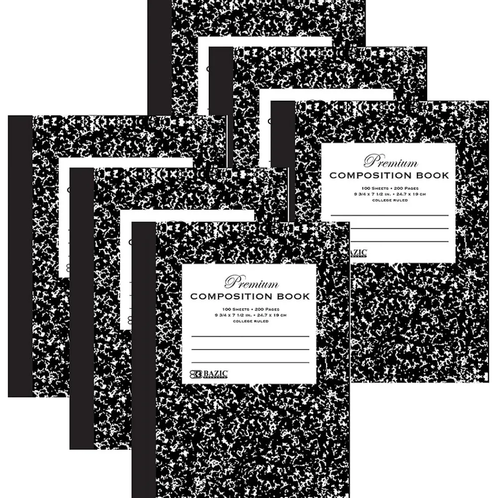 Composition Notebooks|Bazic 1-Subject Composition Notebooks, College Ruled, 100 Sheets, Multicolor, 6/Bundle (BAZ5091-6)