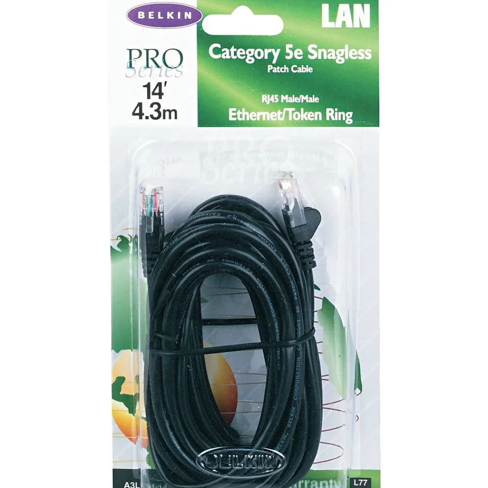 Belkin 14' RJ45 Cat-5E Patch Cables, Snagless, Black