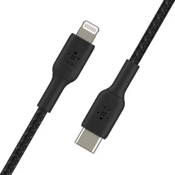 Belkin BOOST CHARGE Braided USB-C to Lightning Cable, 6.6 ft., Black