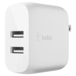 BOOST CHARGE Dual USB-A Wall Charger, 24W + USB-A to USB-C Cable, White (WCE001dq1MWH)<Belkin Best