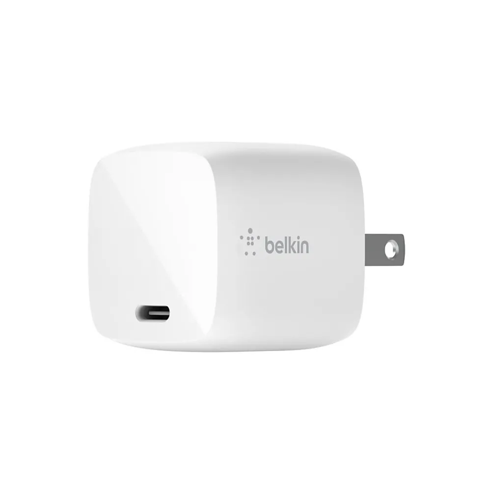 BOOST CHARGE 30W USB-C GaN Wall Charger + USB-C to Lightning Cable, White (WCH001DQ1MWH-B5)<Belkin Clearance